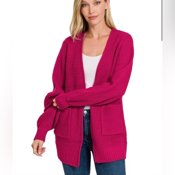 Zenana Outfitters Sweaters Zenana Waffle Knit Cardigan Poshmark